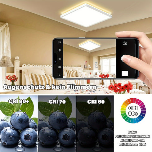 LED Deckenleuchte 24W dimmbar mit Fernbedienung – 3CCT Farbtemperatur