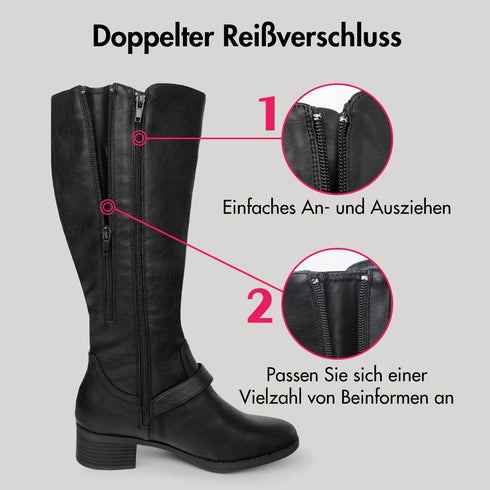 DAMEN REITSTIEFEL MIT REISSVERSCHLUSS – MITTELHOHE RUNDZEHEN