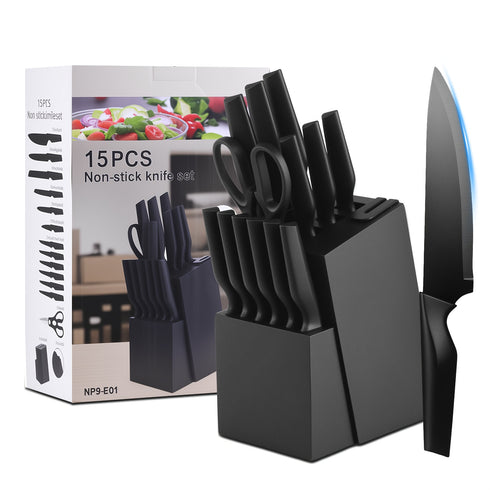 Kireaji 15‑teiliges Messer‑Set Premium Kohlenstoffstahl & Holzblock | Shiraki