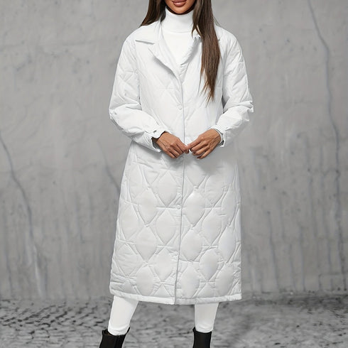 Rhombus-Stepp Daunenmantel Damen | Lang & elegant