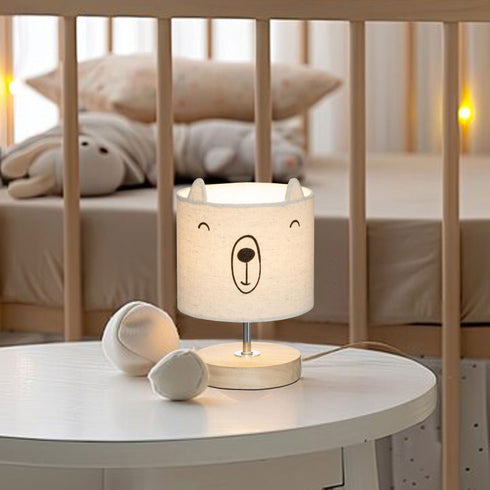 Baby-Tischlampe Baumwolle und Holz | sanftes Nachtlicht für Babyzimmer