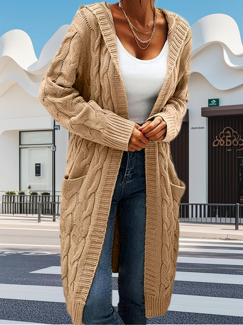 Damen Strickjacke Pullover mit Kapuze mantel
