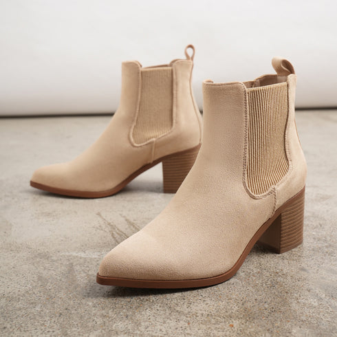 Stiefeletten mit Absatz für Damen | Slip-On-Stiefeletten mit spitzen Zehen