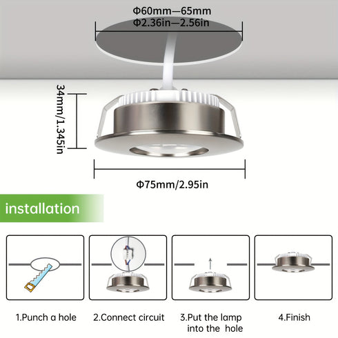 6-teiliges LED-Deckenlicht Nickel 6W Downlight kaltweiß 6000K