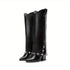 DAMEN ELEGANTE HAIFISCH-STIL FALTBARE STIEFEL