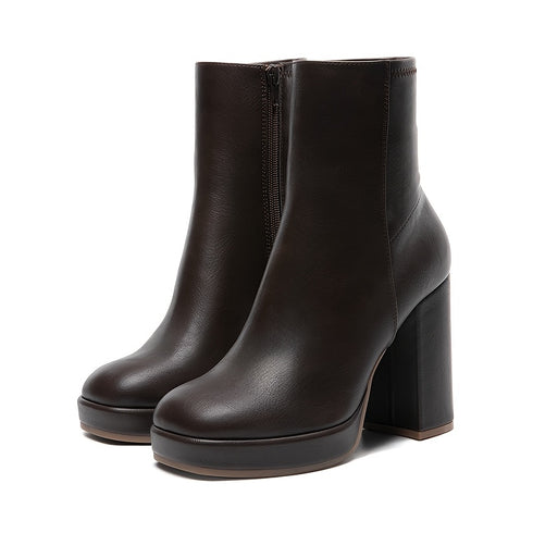 DAMEN-SCHWARZ-STIEFELETTEN MIT BLOCKABSATZ