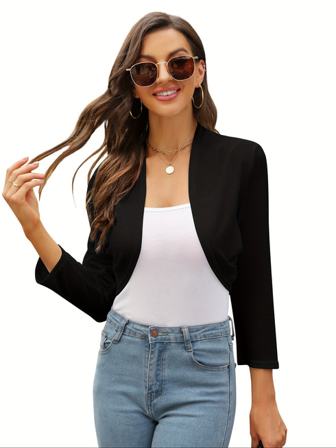 Kurzcardigan mit Seitenfalten & Cuffs | Eleganter Kurzmantel