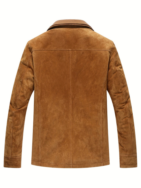 Helvorn Herren Suede Winterjacke – abnehmbarer Kragen warm