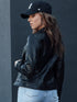 Kunstlederjacke Damen mit hohem Kragen | cleaner Bikerstil