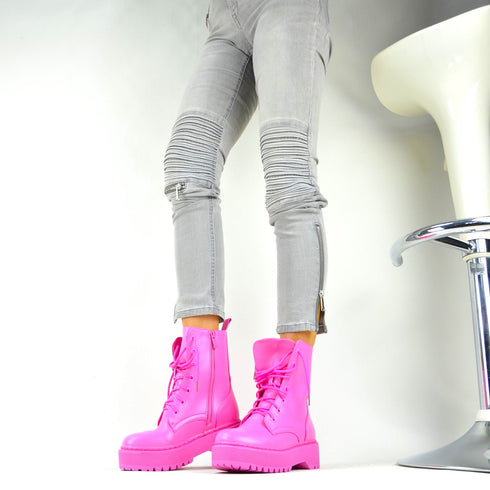 Elegante Punk-Gothic Damenstiefel – Klassische Plateau-Biker-Boots mit Blockabsatz