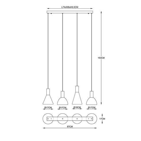 Linnaea Moderne Hängelampe 4 Flammen geräuchertes Glas | Pendelleuchte