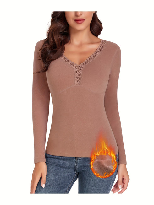 Thermo-Langarmhemd für Damen | Slim Fit Unterhemd Winter-Basisschicht