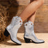 DAMEN COWBOY-STIEFEL - BESTICKTE ANKLE-BOOTS MIT BLOCKABSATZ