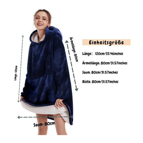Übergroße Kapuzenpulloverdecke mit Ärmeln und Taschen | Flauschige Pulloverdecke