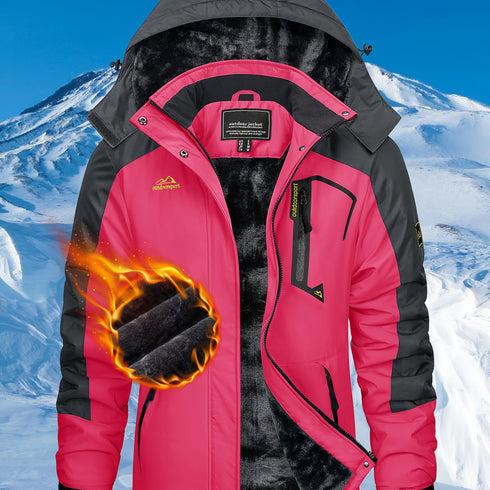 Damen Winter Skijacke mit Fleecefutter & abnehmbarer Kapuze