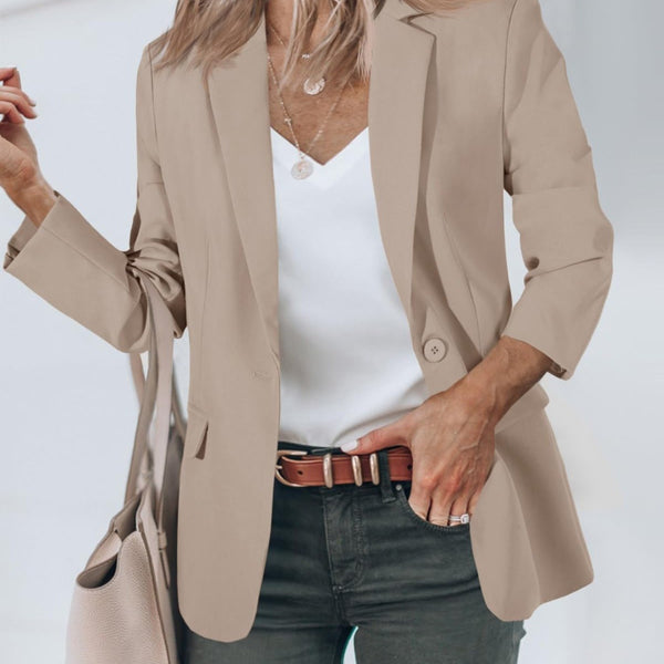 Eleganter Tweed Blazer Damen | Einzelknopf Langarm Entspannte Passform