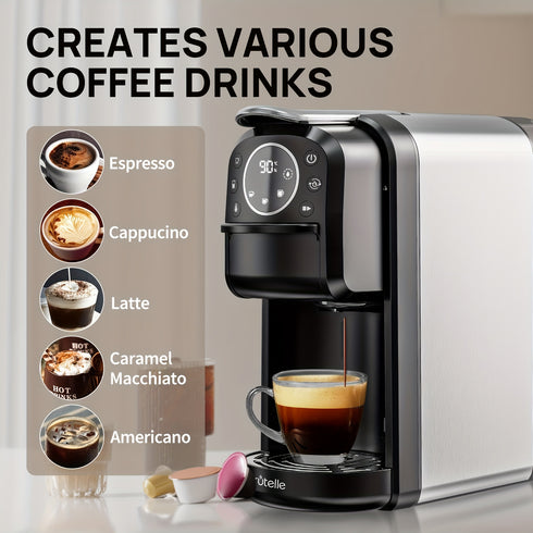 Kapselkaffeemaschine 3-in-1 | Abnehmbarer Wassertank 700 ml 1400 W