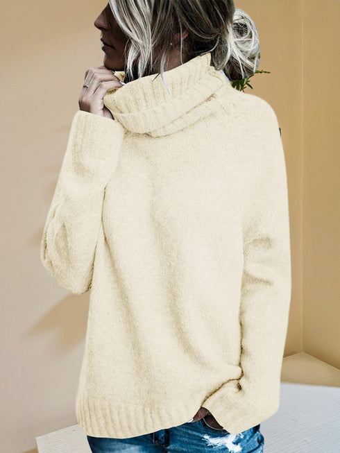 Damen Oversized Winterpullover mit Rollkragen – Langärmlig Pullover