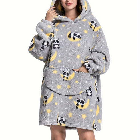 Kuscheldecke mit Ärmeln & Kapuze | Übergroßer tragbarer Deckenhoodie für Damen
