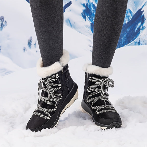 PREMIUM DAMEN SCHNEESTIEFEL – GEFÜTTERTE WINTERSTIEFELETTEN MIT SCHNÜRUNG UND RUTSCHFESTEN SOHLEN