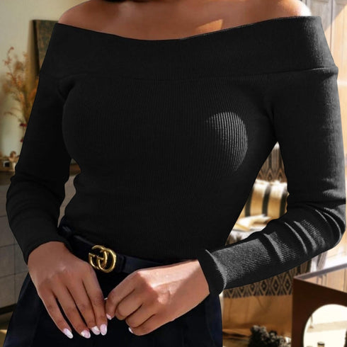 Damen Pullover Schulterfreies Langarm-Oberteil - Vielseitige Bluse