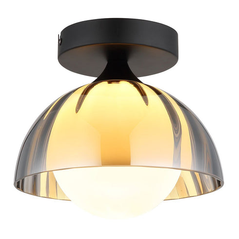 Solveig Retro Deckenleuchte Rauchglas modern für Flur Wohnzimmer