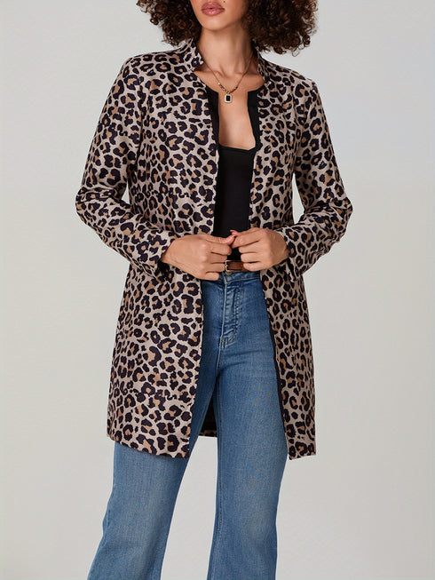 Aurelia Damen Cardigan mit Leopardenmuster – warmer V-Ausschnitt & Club-freizeitlook | Shiraki