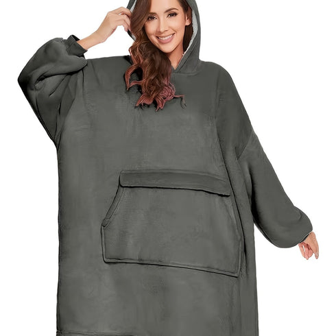 Übergroße kuschelige Kapuzendecke mit Ärmeln & Taschen | Bequem & Warm