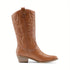 FRAUEN MID-CALF COWBOY-STIEFEL – WESTERN-STYLE MIT GEPRÄGTEM MUSTER FLATTERM ABSATZ UND SPITZEM ZEHENBEREICH
