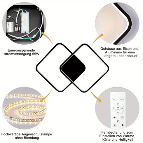 LED Deckenleuchte 55 W | Dimmbar mit Fernbedienung ideal für Kinderzimmer