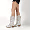 FUNKELNDE DAMEN COWBOY-STIEFEL MIT GUMMISOHLE - GLAMOURÖSE HIGH-HEEL-STIEFEL