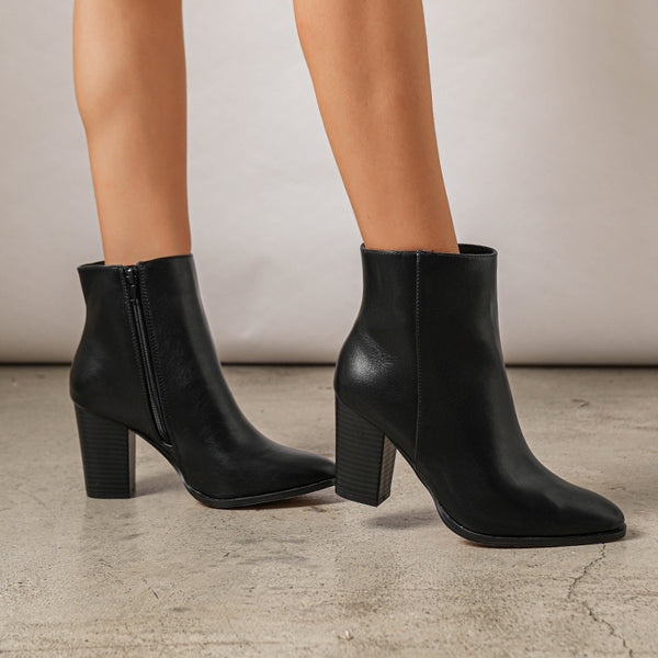 Damen Knöchel-Stiefel mit klobigem Blockabsatz