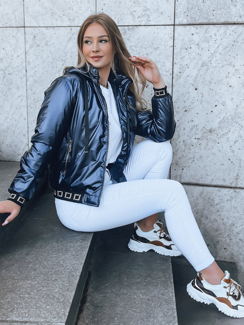 DAMEN BOMBERJACKE MIT ABNEHMBARER KAPUZE | METALLISCHES DESIGN