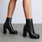 DAMEN-SCHWARZ-STIEFELETTEN MIT BLOCKABSATZ