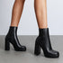 DAMEN-SCHWARZ-STIEFELETTEN MIT BLOCKABSATZ