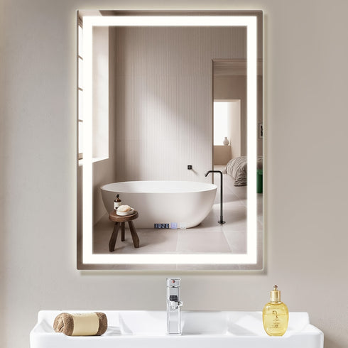 Quadris | LED Badezimmerspiegel Dimmbar mit Uhr