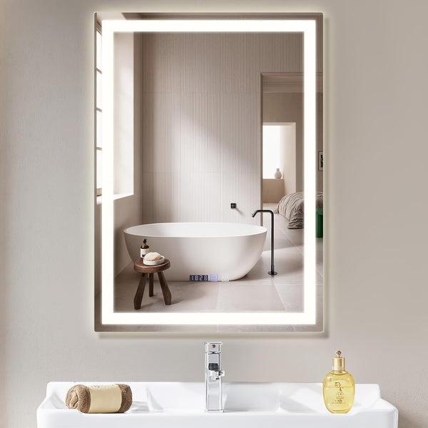 Quadris | LED Badezimmerspiegel Dimmbar mit Uhr