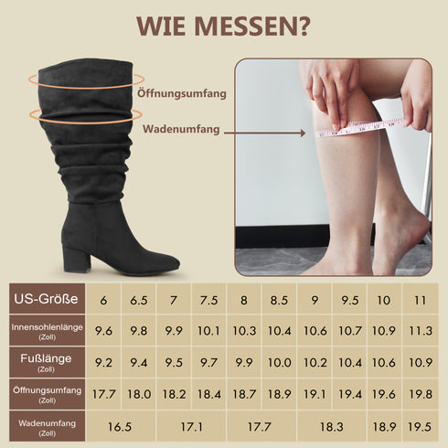 DAMENSCHUHE STIEFEL MIT BLOCKABSATZ – RUTSCHFESTE GUMMISSOLE