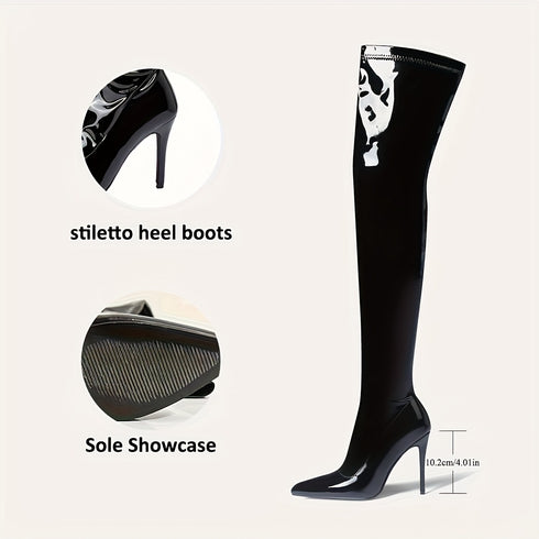 Damen High Heel Overknee Stiefel in Uni-Farben – Elegante Stiefeletten für Frühling & Herbst