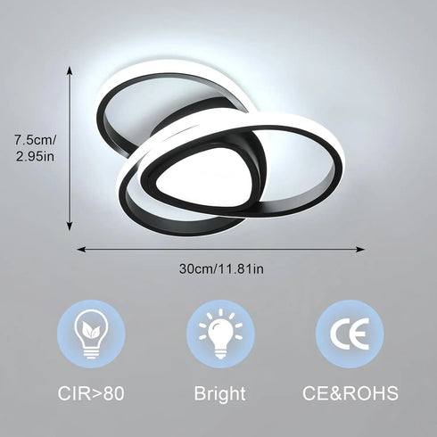 Lukas LED Deckenleuchte 30W Aluminium Schwarz | Shiraki