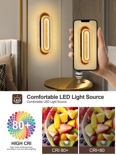 Elise LED Wandleuchte Acryl Holzoptik | Shiraki