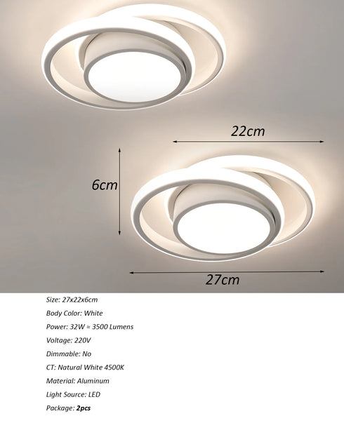 Eirik Set aus 2 LED Deckenleuchten 22W Weiß | Shiraki
