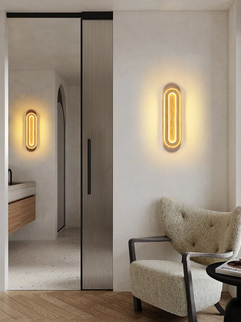 Elise LED Wandleuchte Acryl Holzoptik | Shiraki