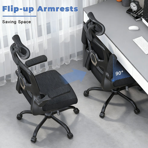 Leonardo Ergonomischer Büro-Drehstuhl mit klappbaren Armlehnen und atmungsaktiver Rückenlehne