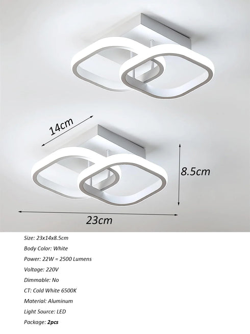 Eirik Set aus 2 LED Deckenleuchten 22W Weiß | Shiraki