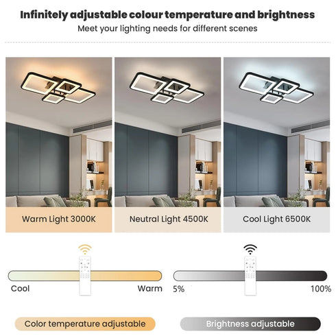 Nina LED Deckenleuchte rechteckig dimmbar 54W | Shiraki