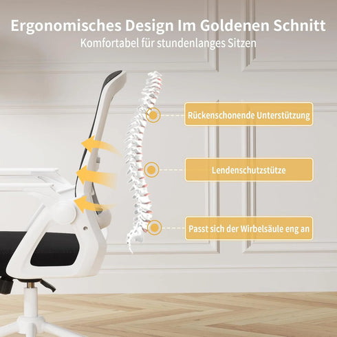 Giorgio Ergonomischer Bürostuhl mit Mesh-Rückenlehne | Klappbare Armlehnen