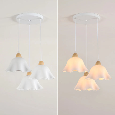 Astrid Acryl Blumen-Kronleuchte 3 lamps E27 Metall | Shiraki