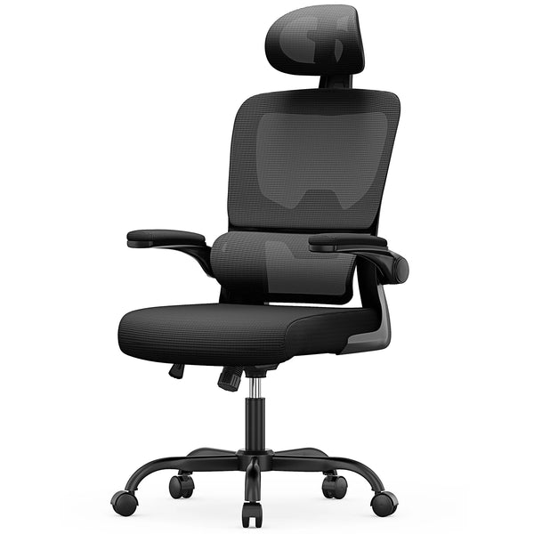 Leonardo Ergonomischer Büro-Drehstuhl mit klappbaren Armlehnen und atmungsaktiver Rückenlehne
