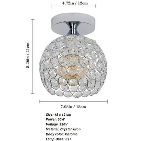 Britta Mini LED Deckenleuchte Kristall Silber | Shiraki